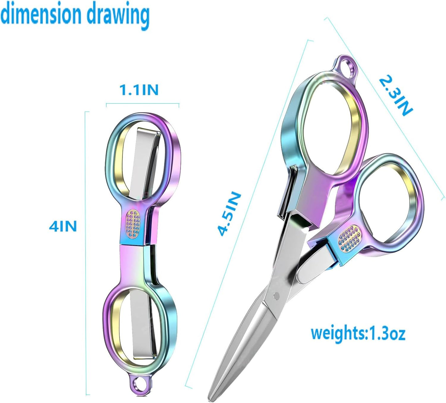 Foldable Portable Scissors | Rainbow Stainless Steel · Compact & Lightweight · Travel & Emergency Essential