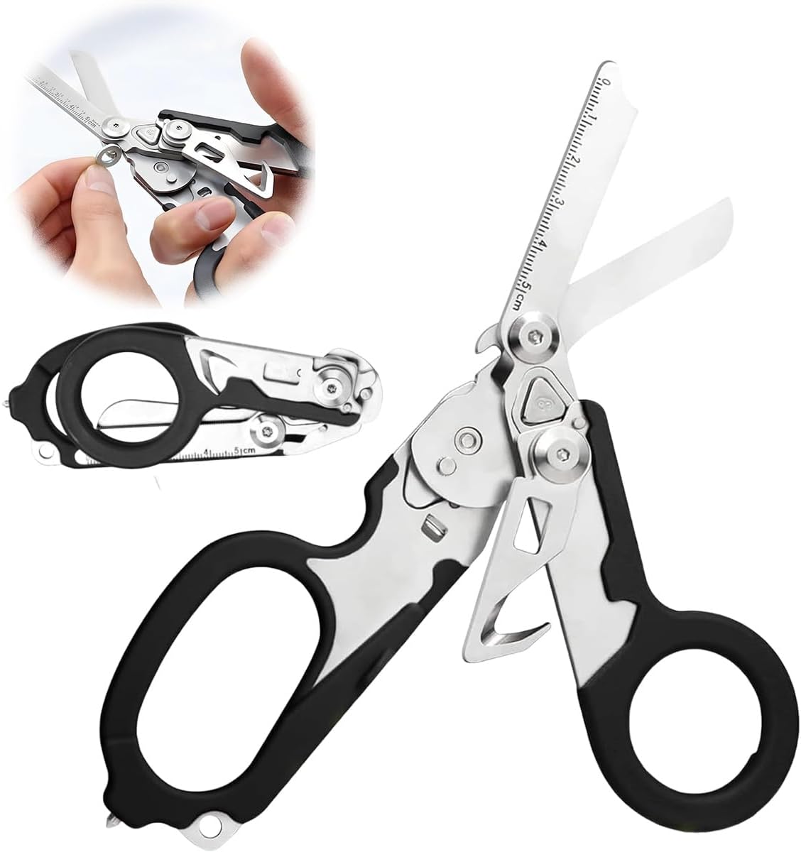Multi-Function Folding Scissors | Black & Silver · Scale Blade · Portable & Safe · Versatile Use