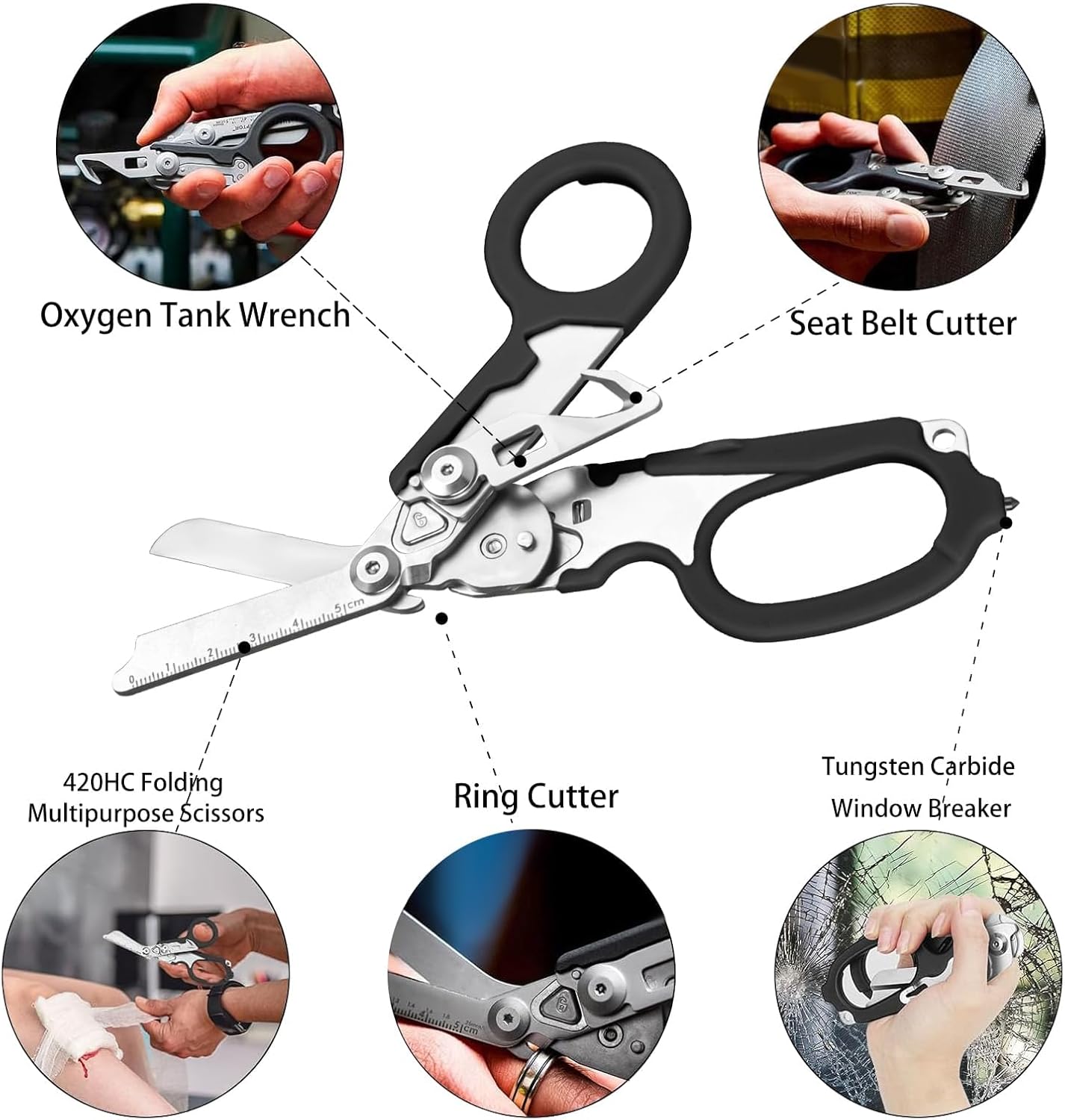 Multi-Function Folding Scissors | Black & Silver · Scale Blade · Portable & Safe · Versatile Use