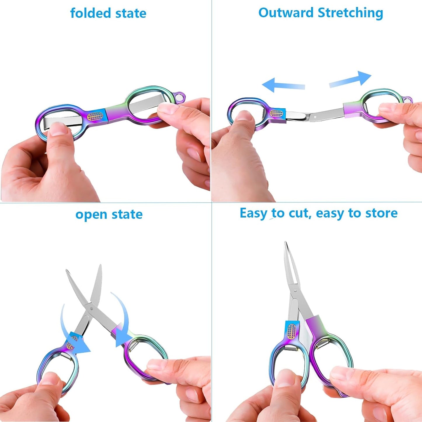 Foldable Portable Scissors | Rainbow Stainless Steel · Compact & Lightweight · Travel & Emergency Essential