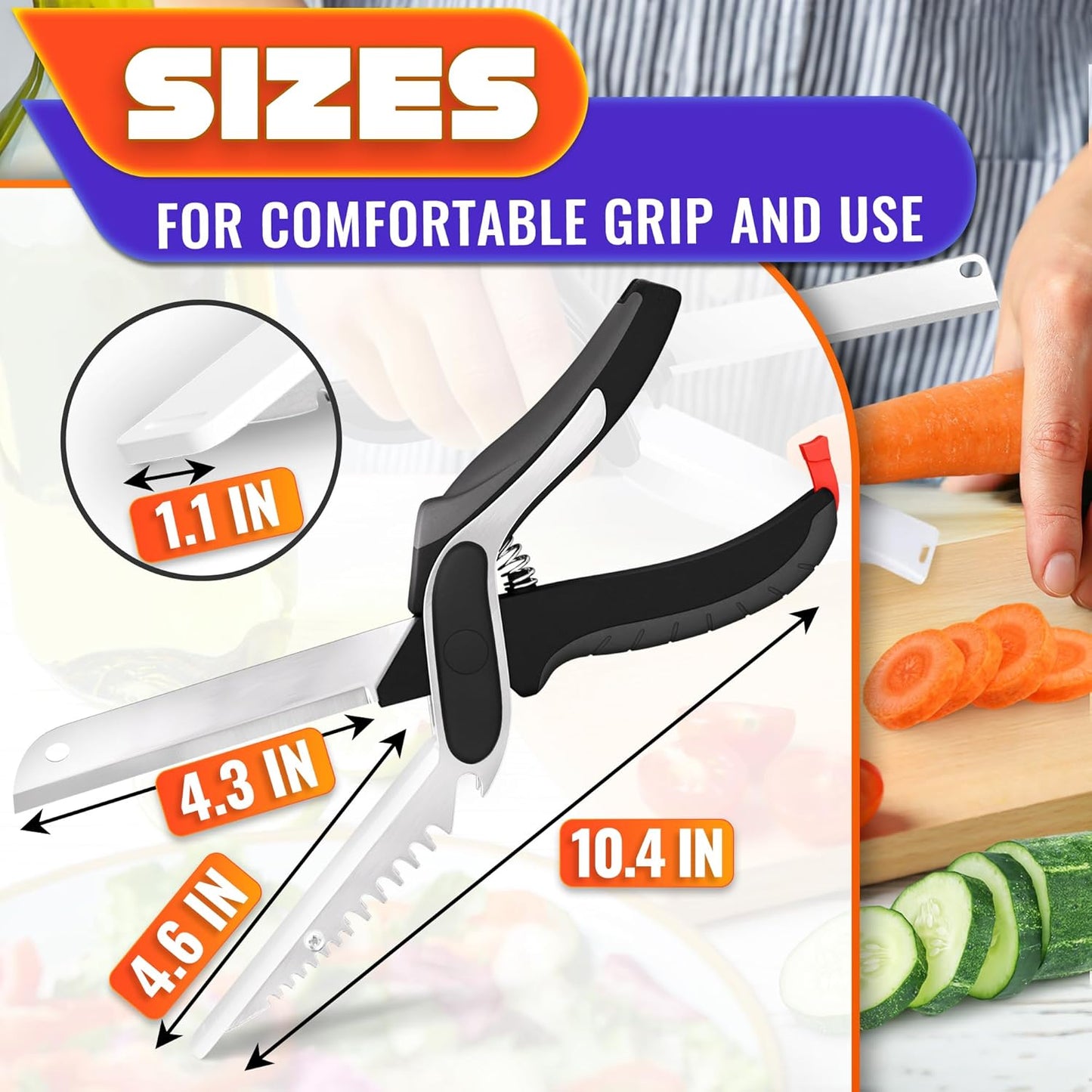 Multi-Functional Food Cutter · Serrated Blade Design | 2-in-1 Knife & Cutting Board | Easy Food Prep for Home & Outdoor Cooking
