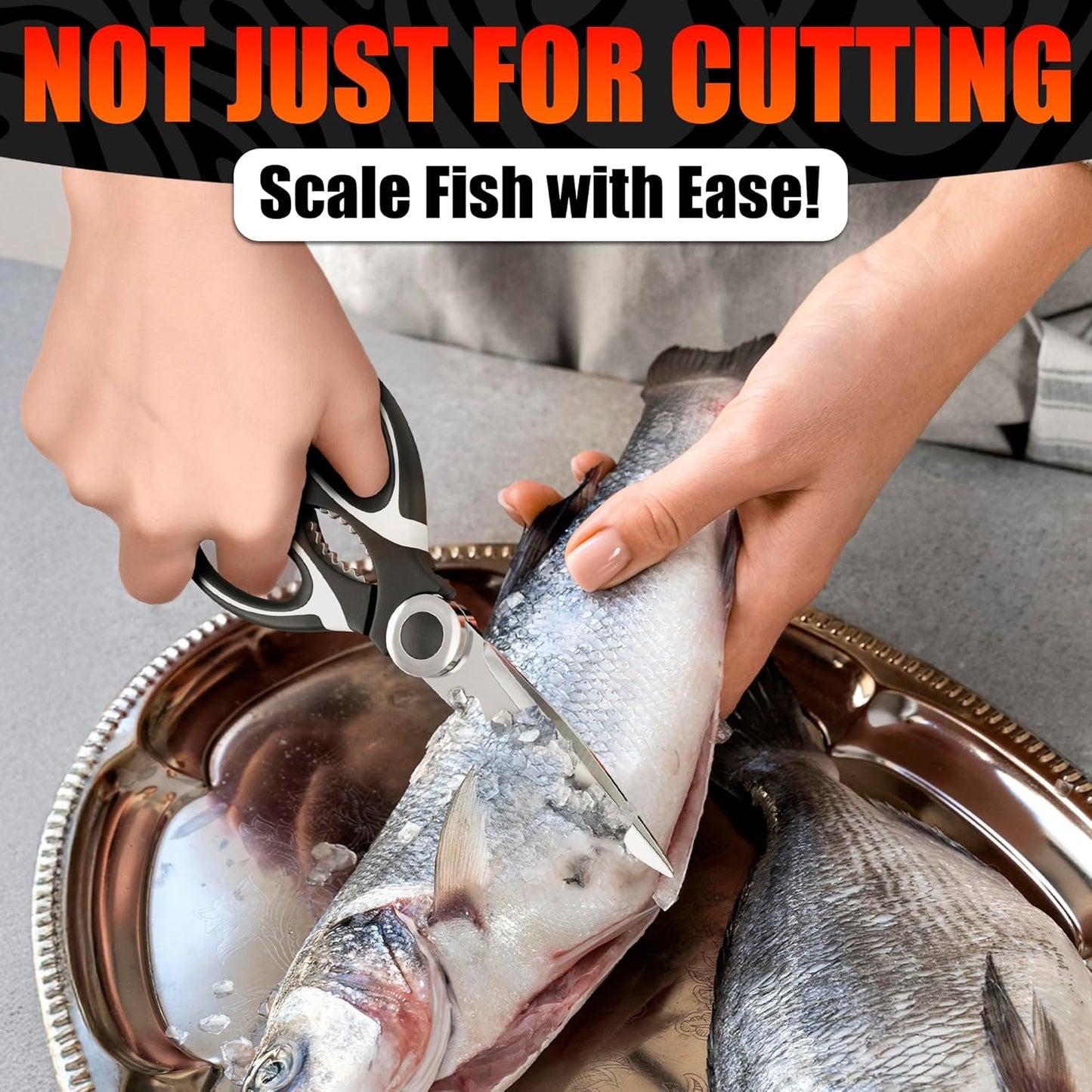 Multi-Purpose Kitchen Scissors | Sharp Stainless Steel Blades with Protective Sheath for Easy Food Prep