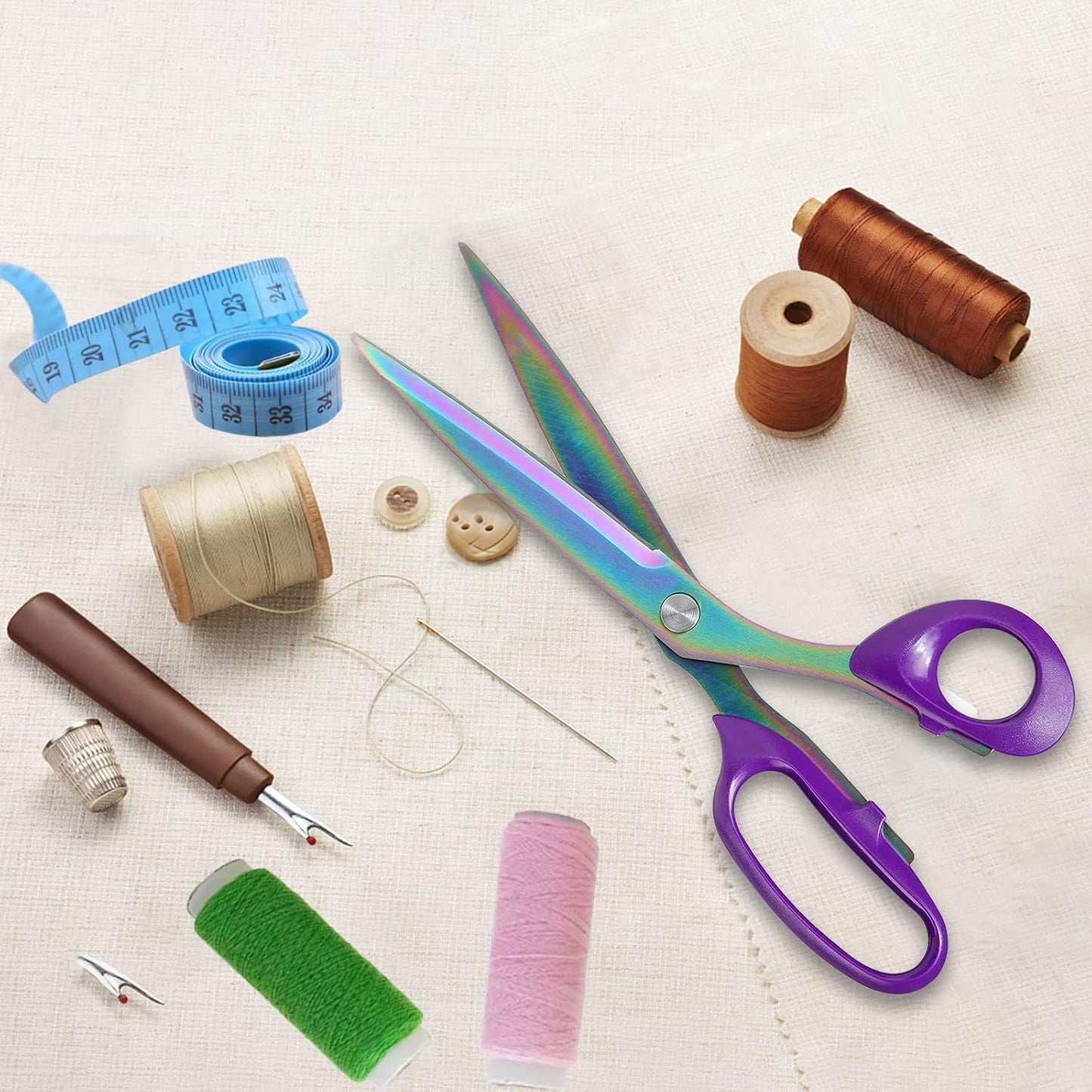 Colorful Titanium-Coated Long Scissors | Sharp Stainless Steel · Comfortable Handle · Precision Cutting · Multi-Purpose Tool