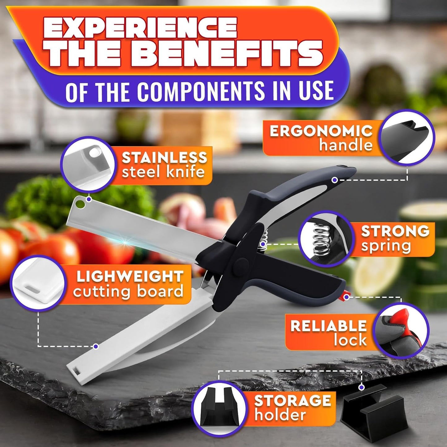 Multi-Functional Kitchen Cutter · 2-in-1 Knife & Cutting Board Design | Sharp Stainless Steel Blade for Easy Cutting, Ideal for Home & Outdoor Use