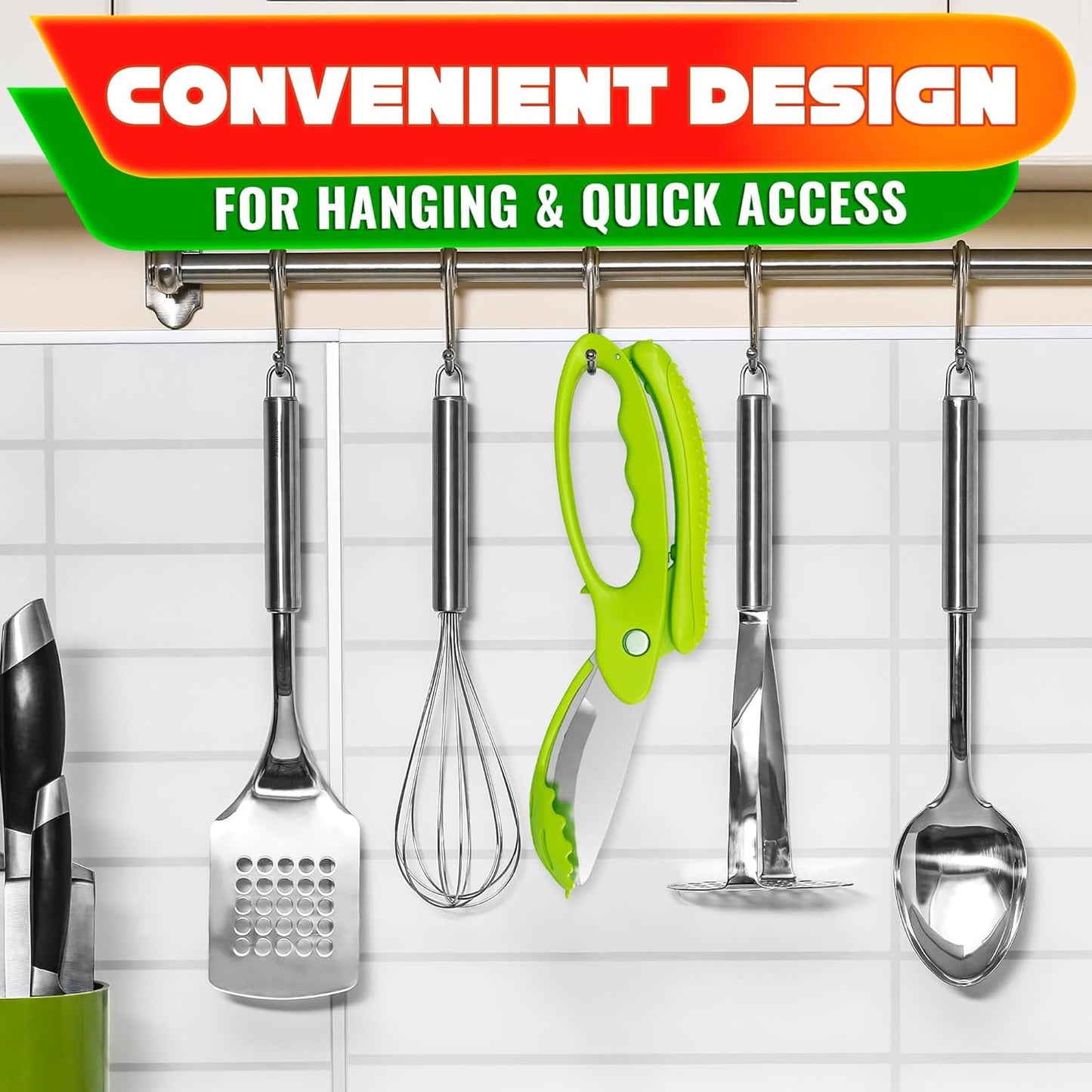 Multi-Functional Kitchen Scissors · Spring-Loaded Design | Comfortable Non-Slip Handle for Easy Food Prep