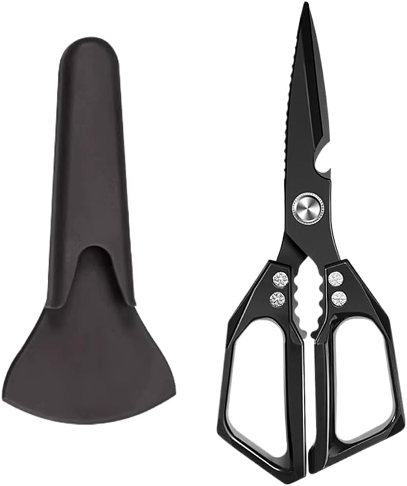 Multi-Functional Kitchen Scissors · Heavy-Duty Stainless Steel | With Safety Sheath | Bottle Opener, Nut Cracker & Food Cutter