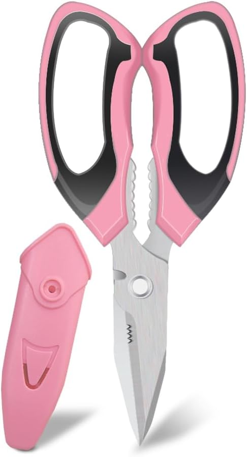 Multi-Purpose Kitchen Scissors | Pink Protective Sheath · Sharp Stainless Steel Blades · Ergonomic Handle