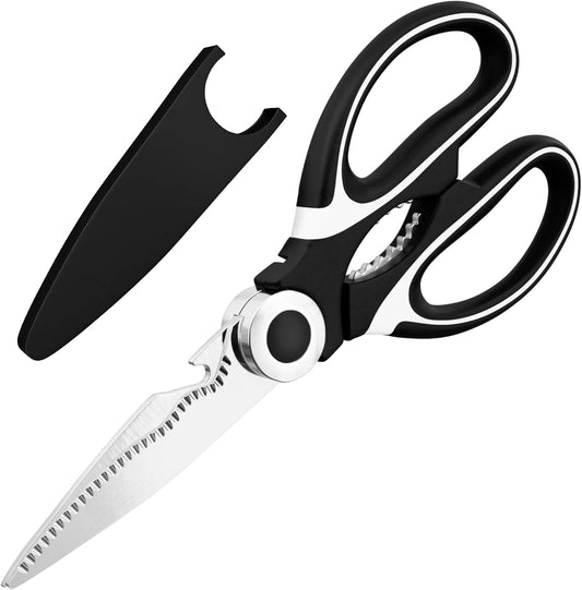 Multi-Purpose Kitchen Scissors | Sharp Stainless Steel Blades with Protective Sheath for Easy Food Prep