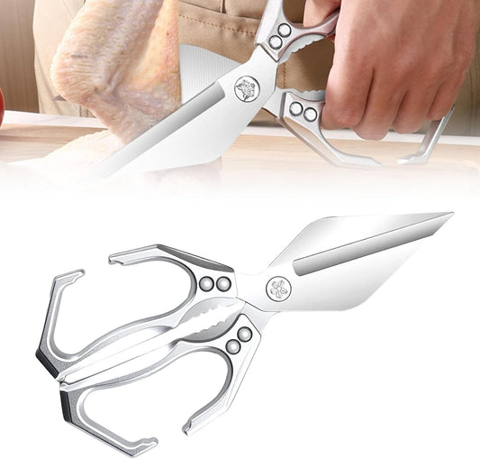 Multi-Functional Kitchen Scissors · Heavy-Duty Stainless Steel | Bottle Opener, Nut Cracker, Food Cutter & Detachable Utility Blades