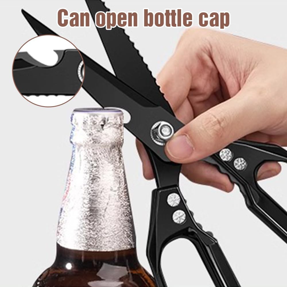 Multi-Functional Kitchen Scissors · Heavy-Duty Stainless Steel | With Safety Sheath | Bottle Opener, Nut Cracker & Food Cutter