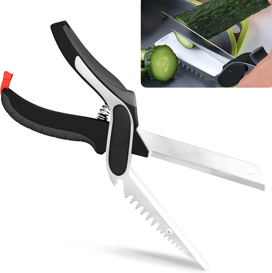 Multi-Functional Food Cutter · Serrated Blade Design | 2-in-1 Knife & Cutting Board | Easy Food Prep for Home & Outdoor Cooking