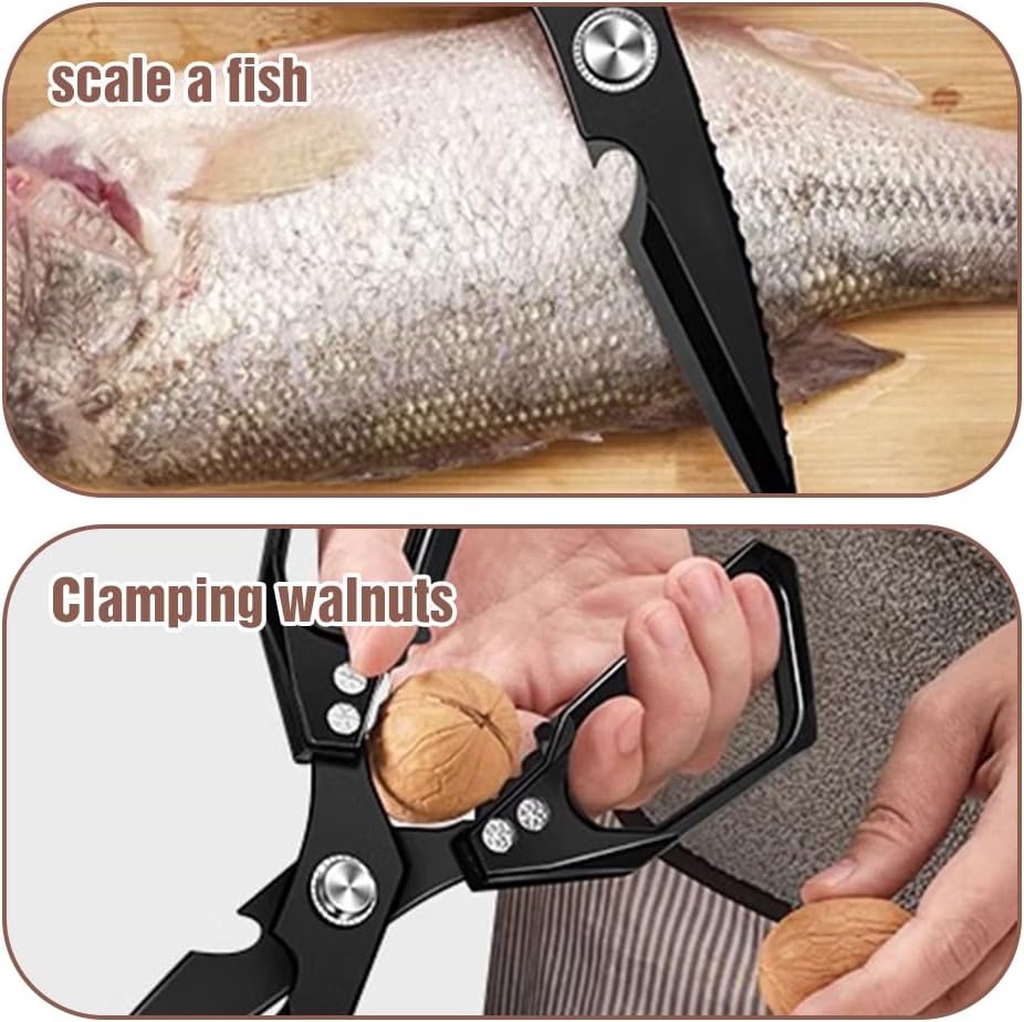 Multi-Functional Kitchen Scissors · Heavy-Duty Stainless Steel | With Safety Sheath | Bottle Opener, Nut Cracker & Food Cutter