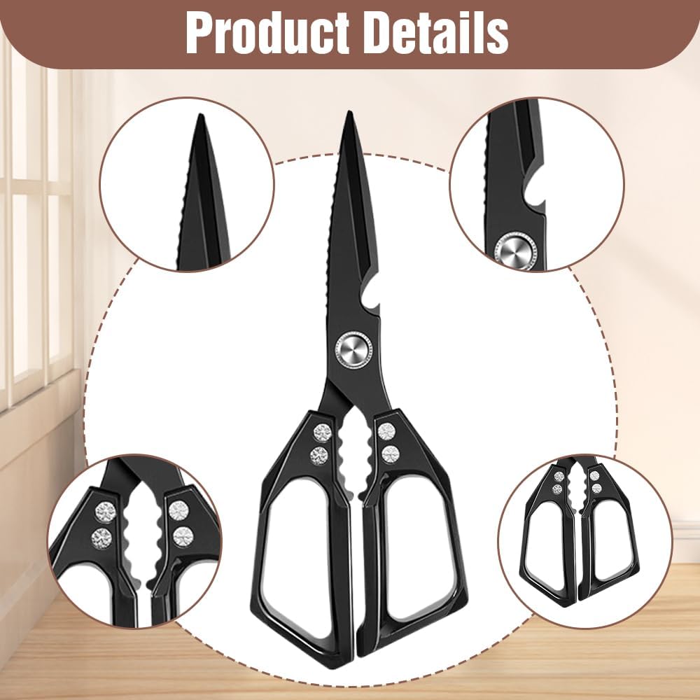 Multi-Functional Kitchen Scissors · Heavy-Duty Stainless Steel | With Safety Sheath | Bottle Opener, Nut Cracker & Food Cutter