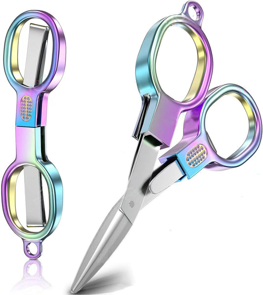 Foldable Portable Scissors | Rainbow Stainless Steel · Compact & Lightweight · Travel & Emergency Essential