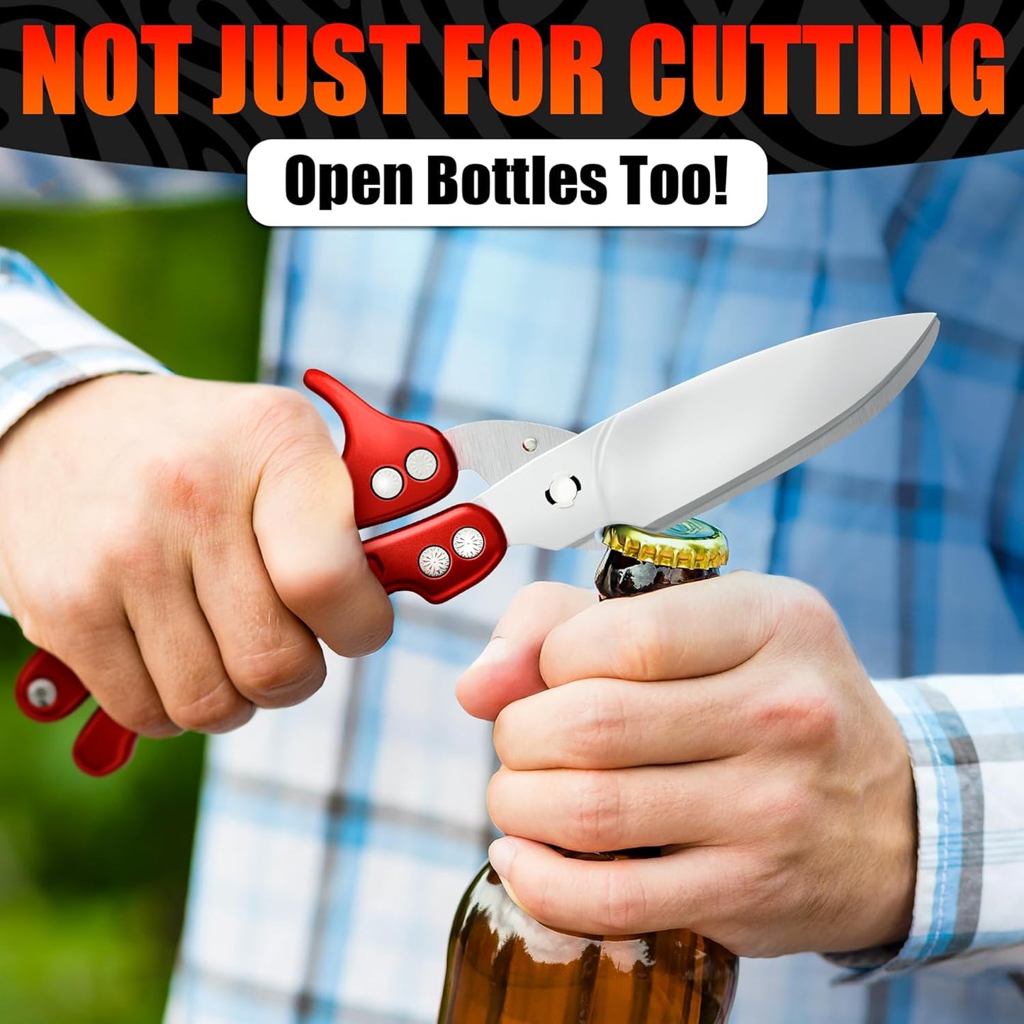 Heavy-Duty Multi-Purpose Kitchen Shears | Thick Stainless Steel Blades with Ergonomic Non-Slip Handles for Meat & Poultry