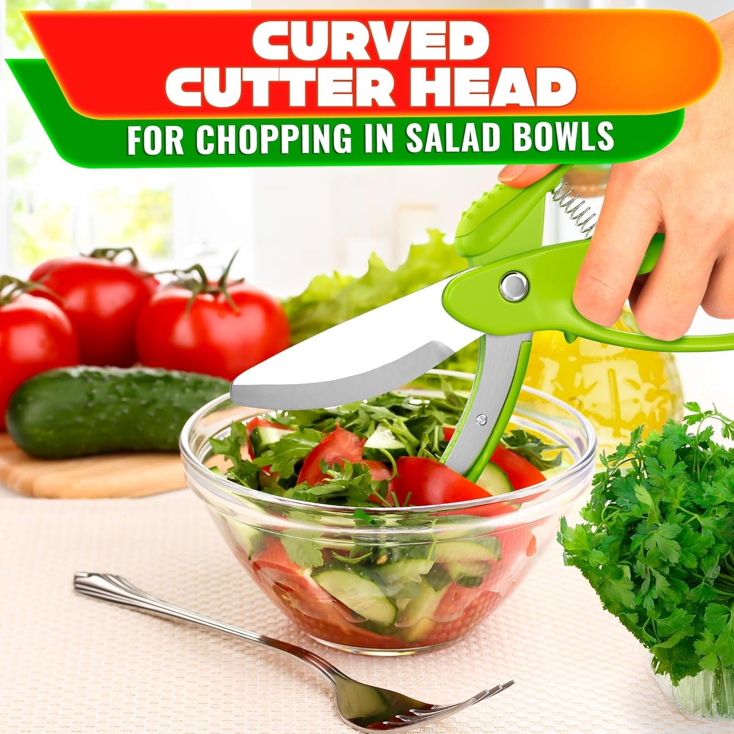 Multi-Functional Kitchen Scissors · Spring-Loaded Design | Comfortable Non-Slip Handle for Easy Food Prep